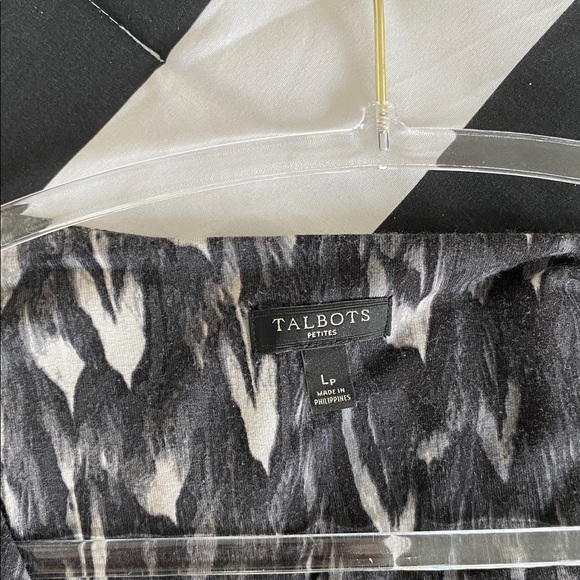 Talbots Gray, Black and White Long Sleeve Knit Dress, size Lp. EUC - Picture 4 of 6